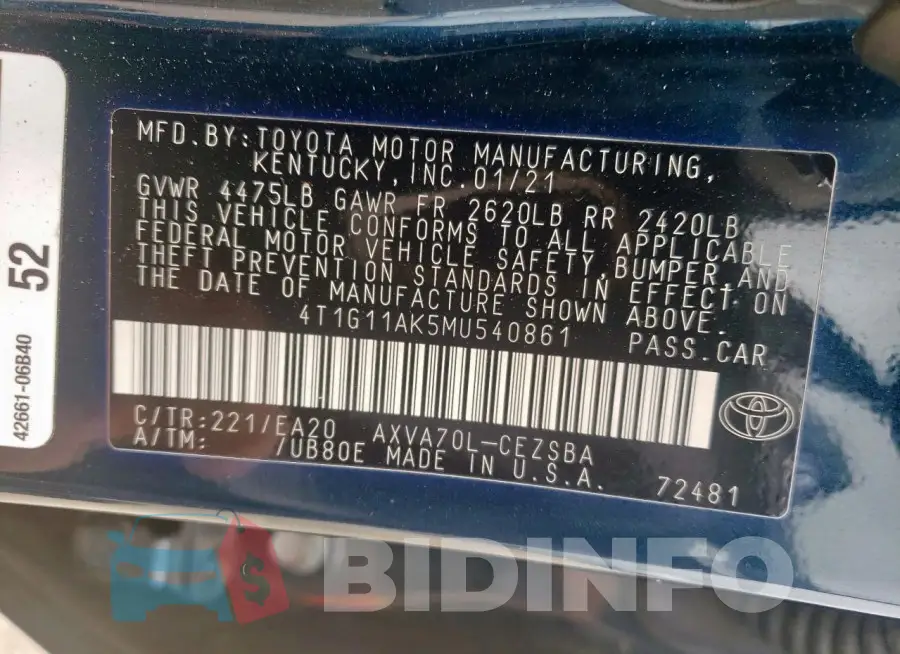 4T1G11AK5MU540861 Photo# 13