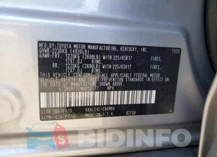 4T3R6RFV2MU018577 Photo# 13