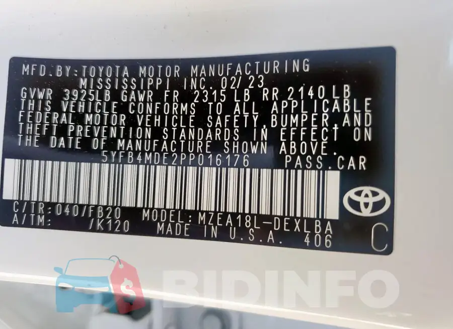 5YFB4MDE2PP016176 Photo# 12