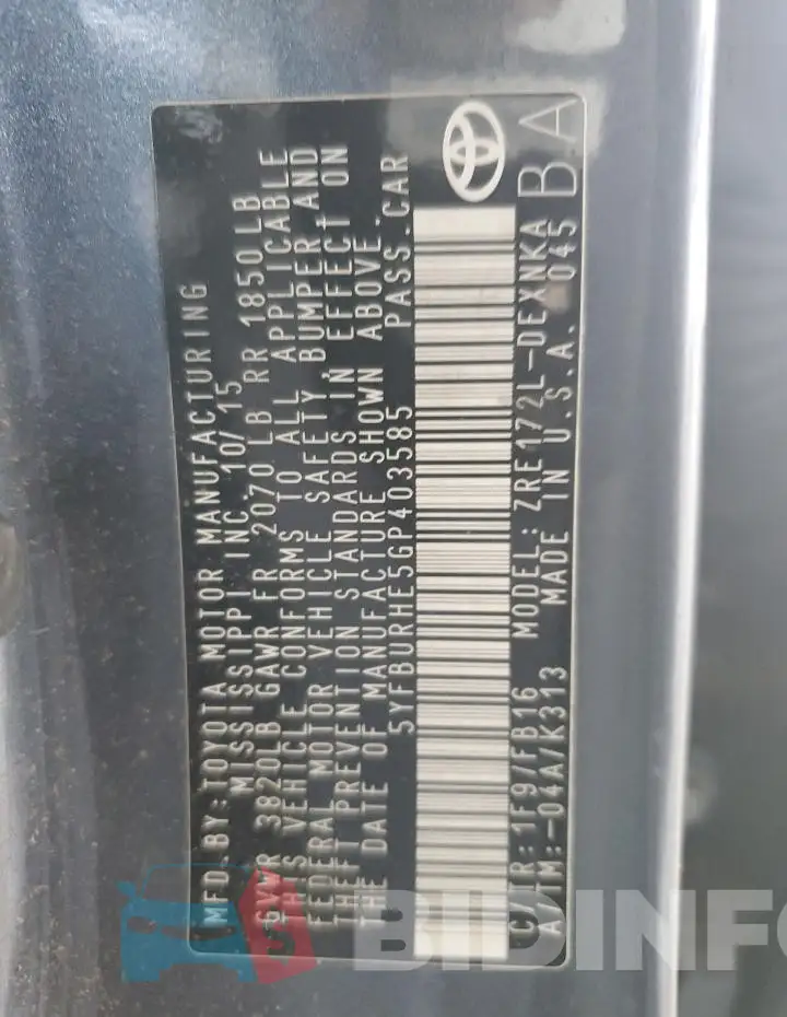 5YFBURHE5GP403585 Photo# 12