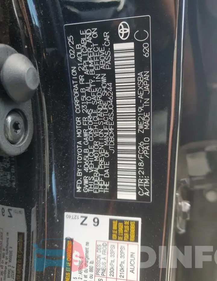 JTDBCMFE4SJ046244 Photo# 12