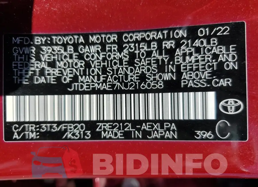 JTDEPMAE7NJ216058 Photo# 13