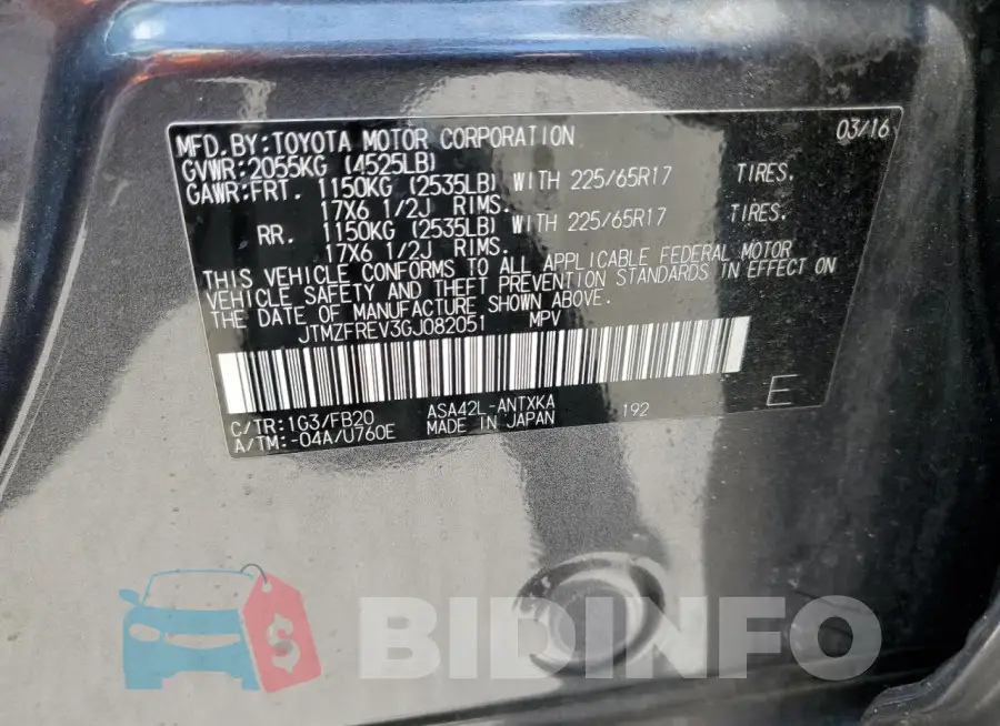 JTMZFREV3GJ082051 Photo# 13