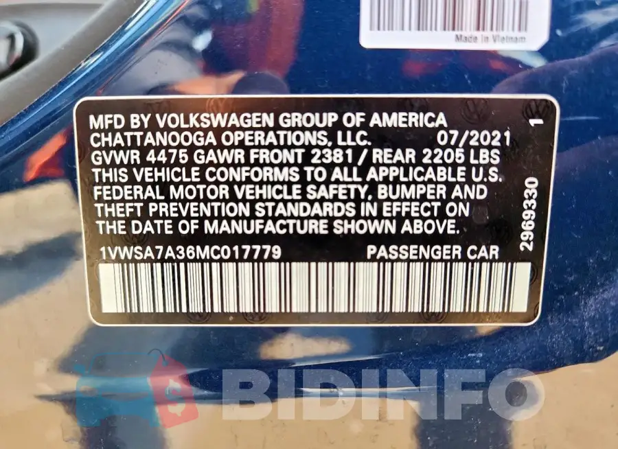 1VWSA7A36MC017779 Photo# 12