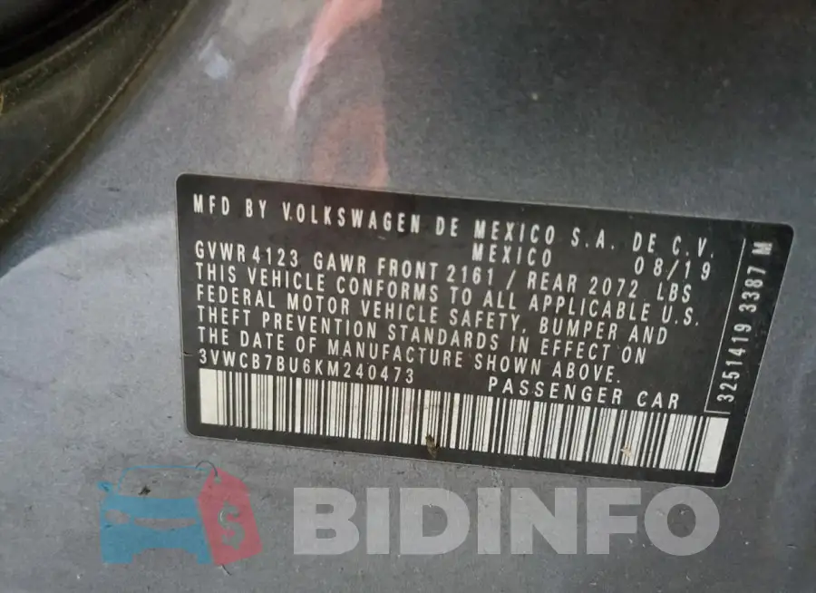 3VWCB7BU6KM240473 Photo# 13