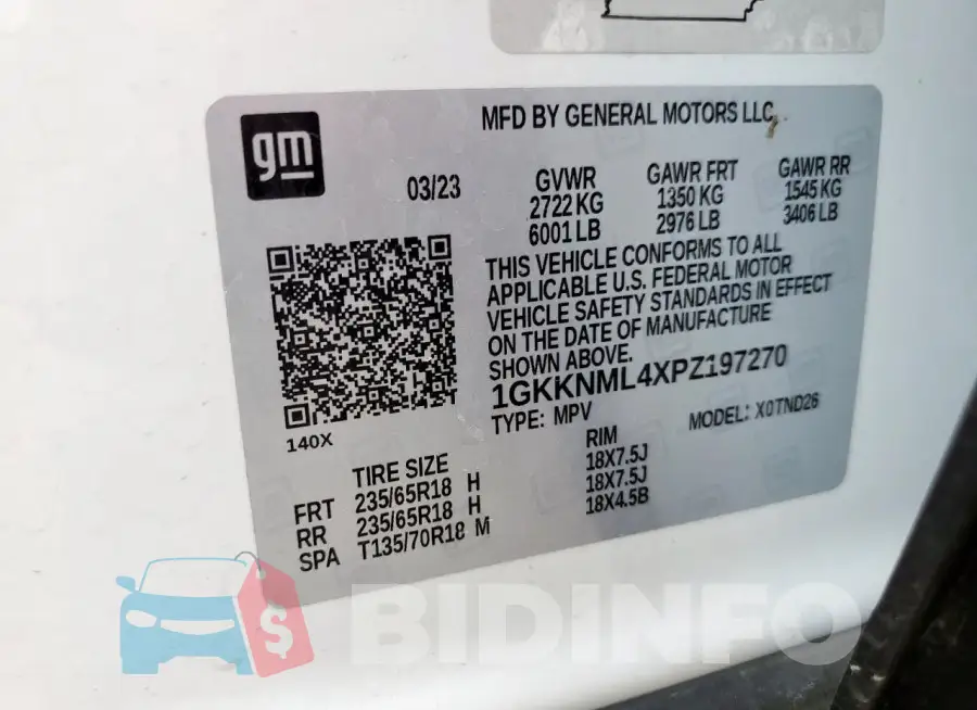1GKKNML4XPZ197270 Photo# 14