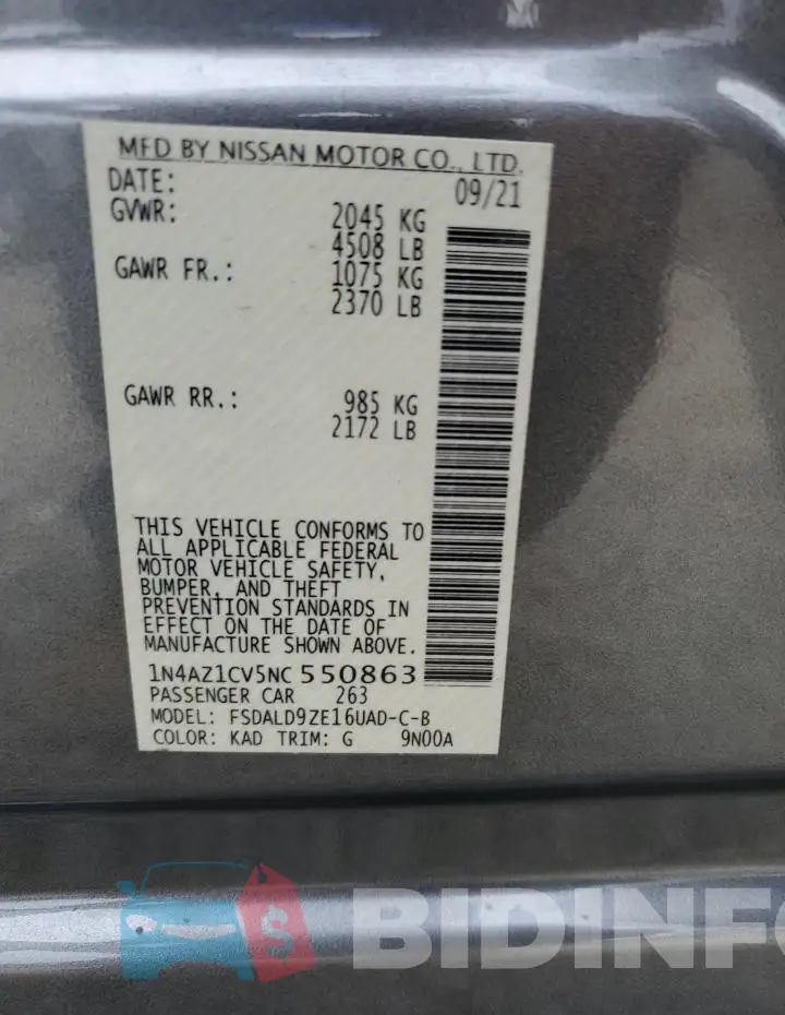 1N4AZ1CV5NC550863 Photo# 13