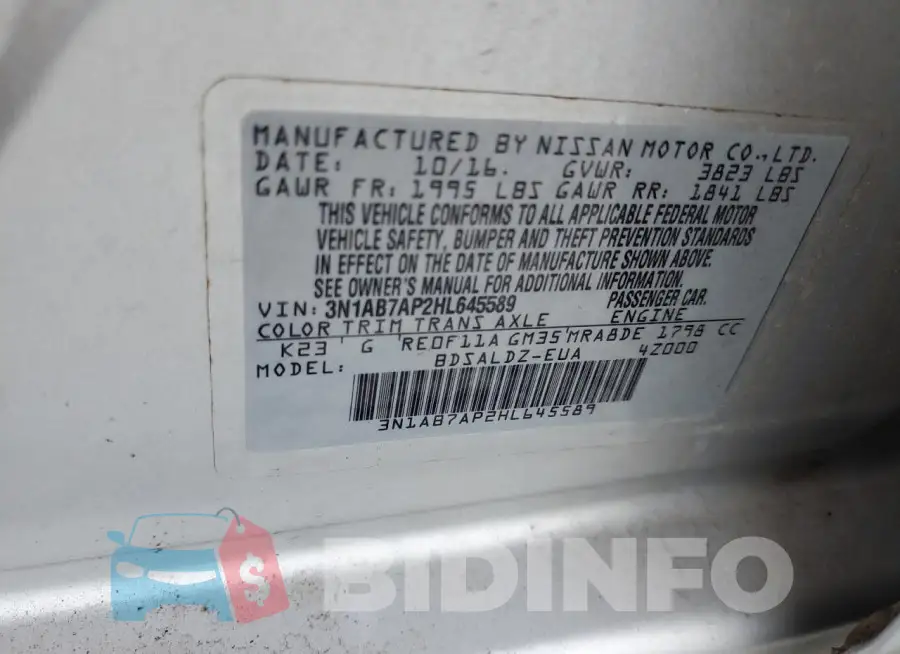 3N1AB7AP2HL645589 Photo# 12