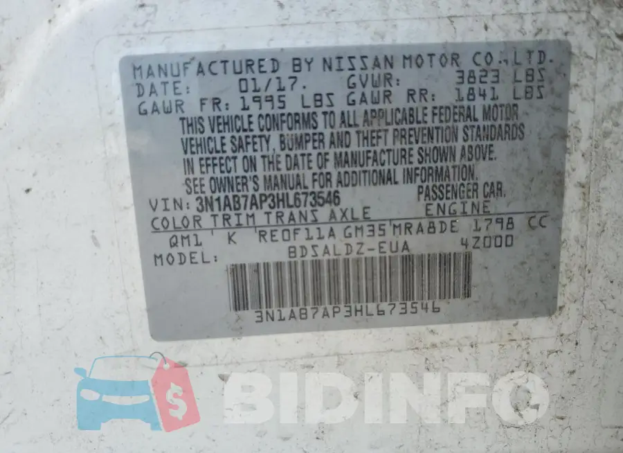 3N1AB7AP3HL673546 Photo# 12