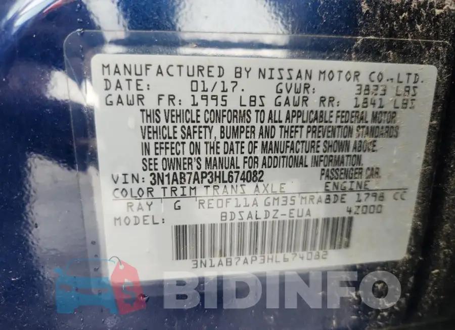 3N1AB7AP3HL674082 Photo# 13
