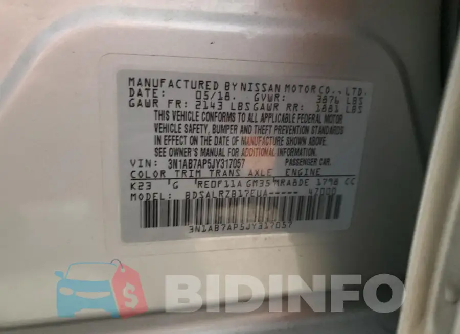 3N1AB7AP5JY317057 Photo# 13