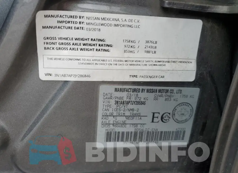 3N1AB7AP7JY286846 Photo# 13