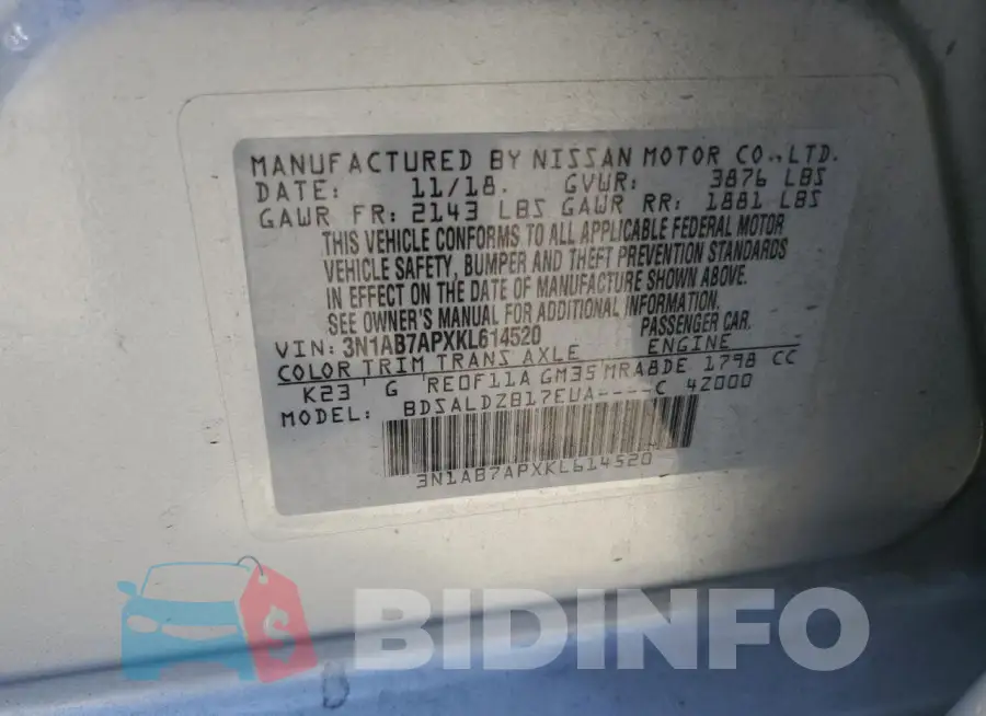 3N1AB7APXKL614520 Photo# 13
