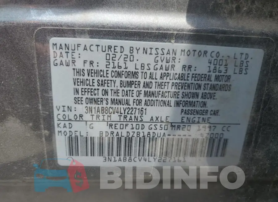 3N1AB8CV4LY227161 Photo# 13