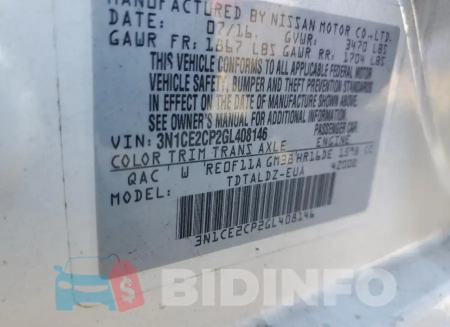 3N1CE2CP2GL408146 Photo# 12
