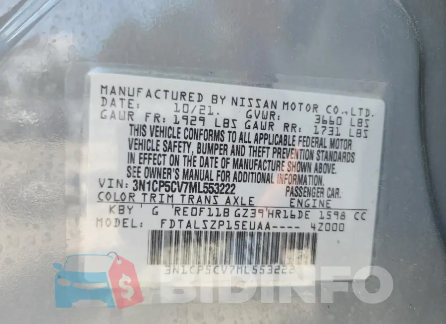 3N1CP5CV7ML553222 Photo# 13