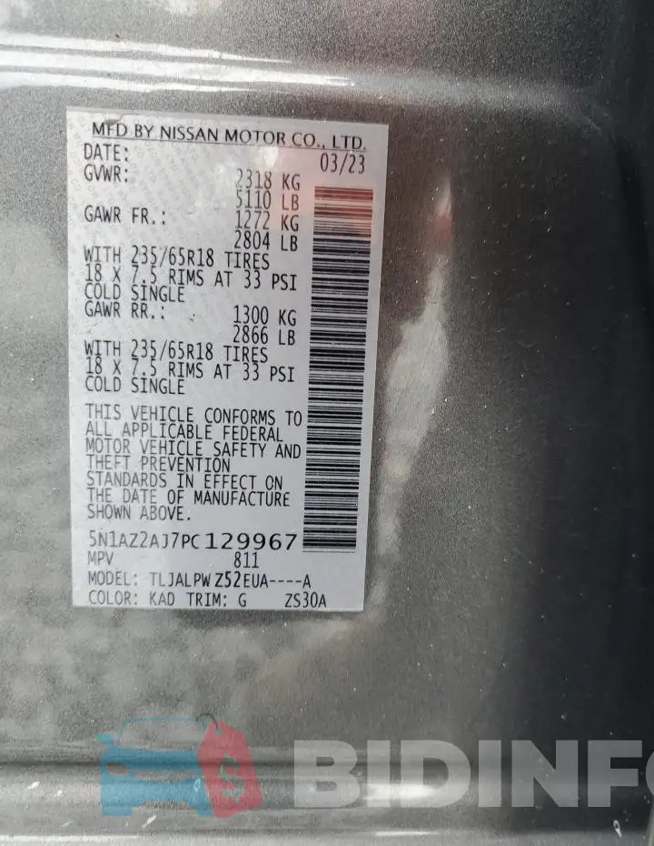 5N1AZ2AJ7PC129967 Photo# 12