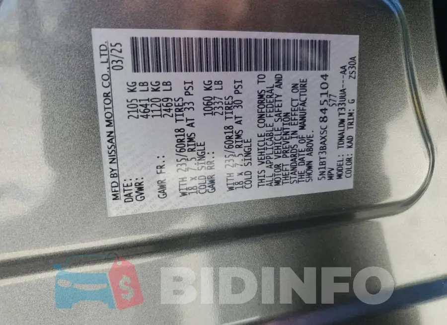 5N1BT3BAXSC845104 Photo# 13