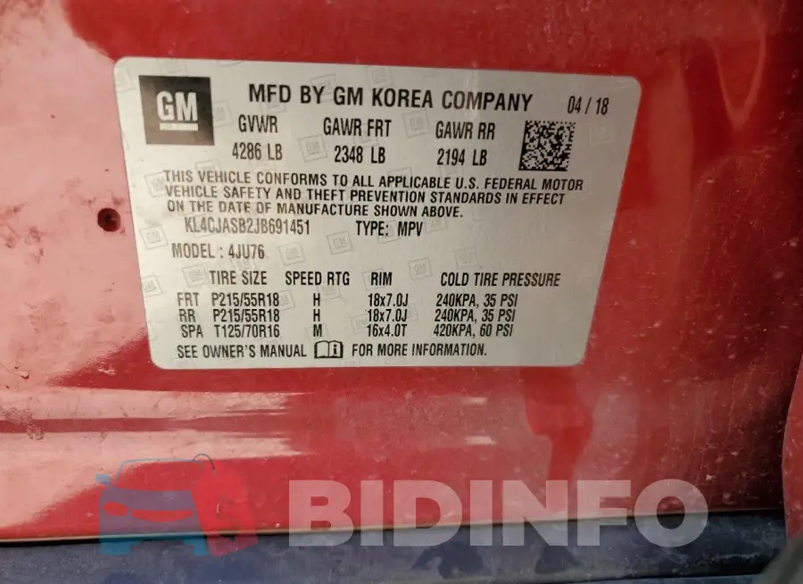KL4CJASB2JB691451 Photo# 13