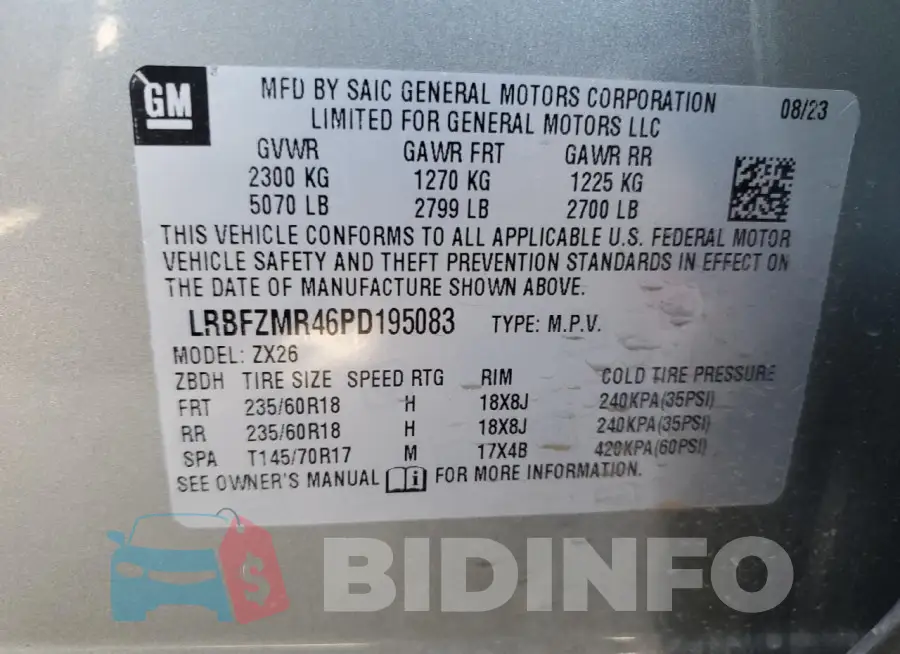 LRBFZMR46PD195083 Photo# 14