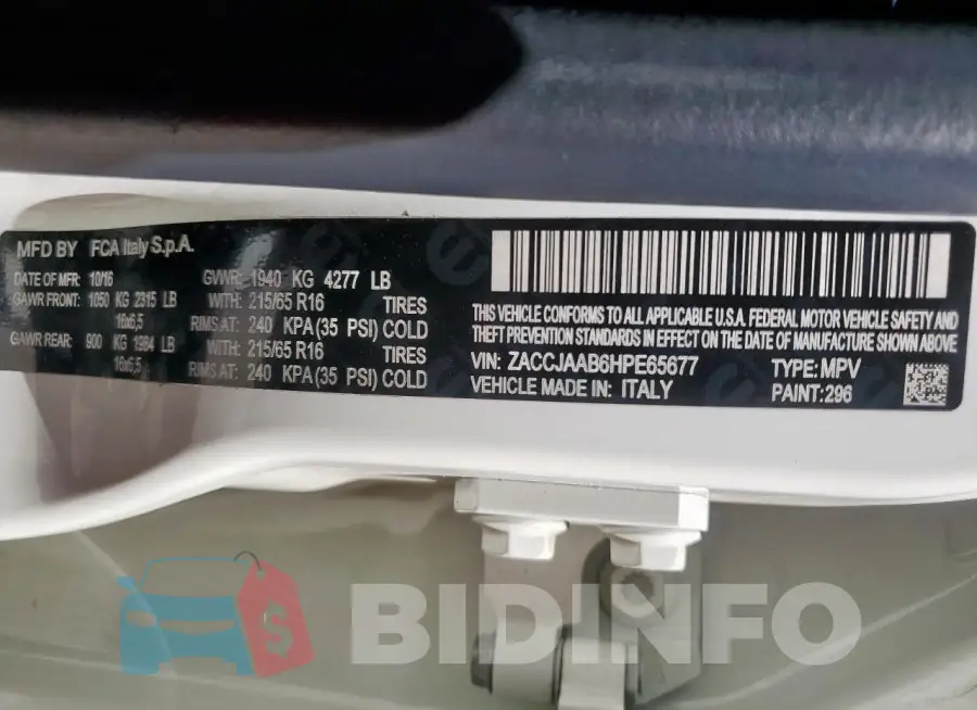ZACCJAAB6HPE65677 Photo# 14