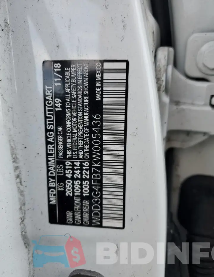 WDD3G4FB7KW005436 Photo# 12