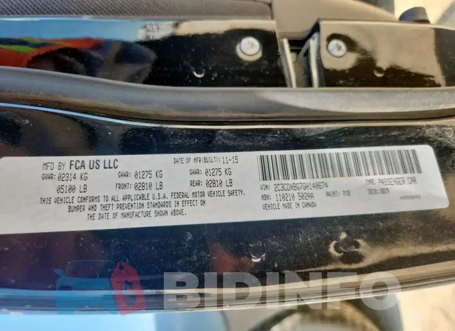 2C3CDXBG7GH140674 Photo# 12