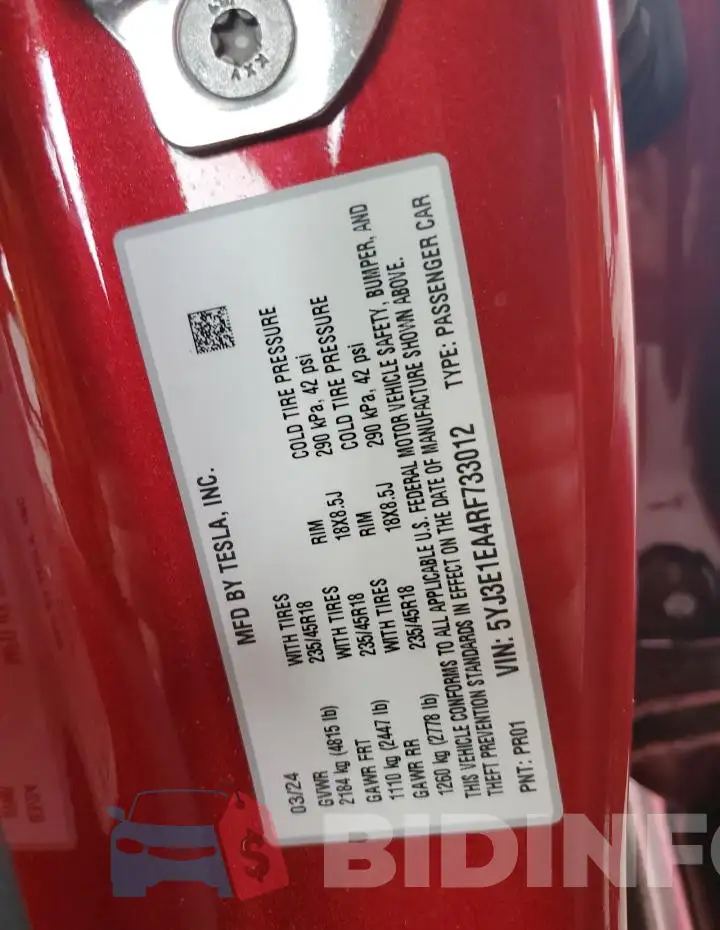5YJ3E1EA4RF733012 Photo# 13