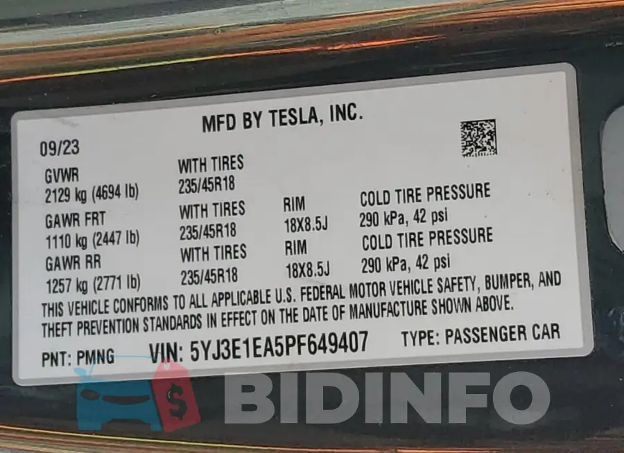5YJ3E1EA5PF649407 Photo# 13