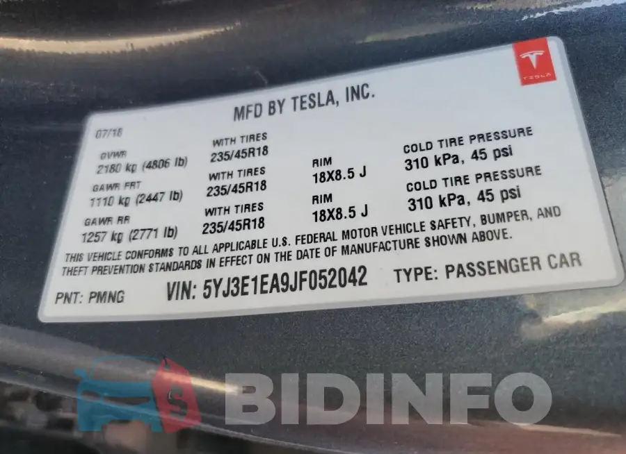5YJ3E1EA9JF052042 Photo# 12