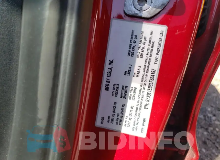 5YJ3E1EB3LF664197 Photo# 12