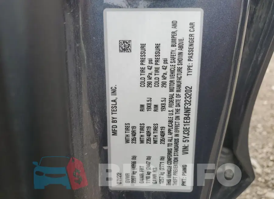 5YJ3E1EB4NF323202 Photo# 14