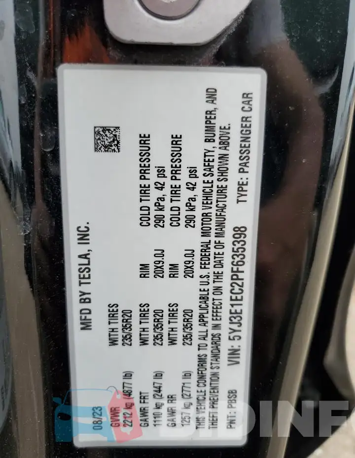 5YJ3E1EC2PF635398 Photo# 12