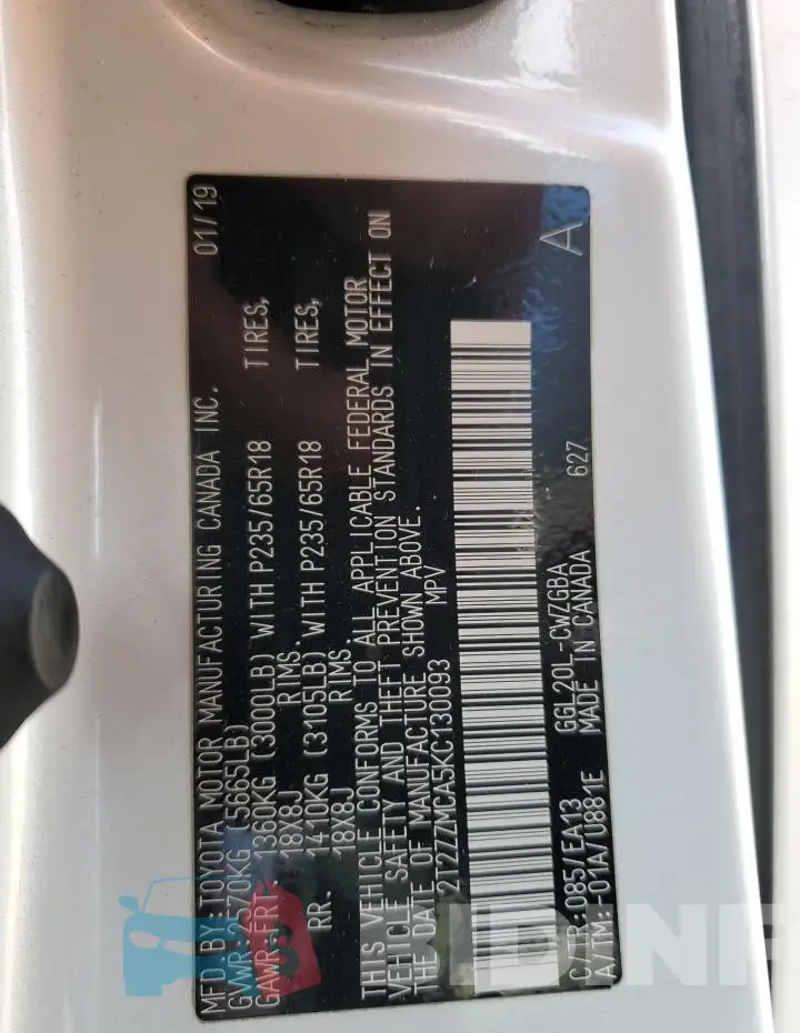 2T2ZZMCA5KC130093 Photo# 12