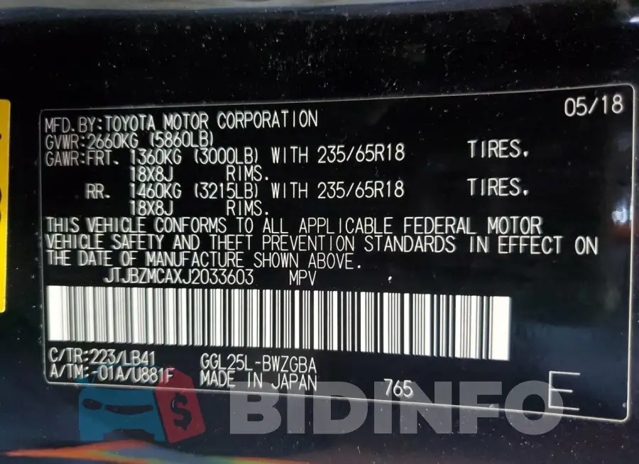 JTJBZMCAXJ2033603 Photo# 13