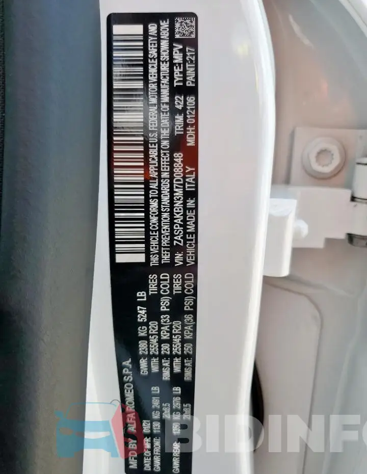ZASPAKBN3M7D08848 Photo# 14