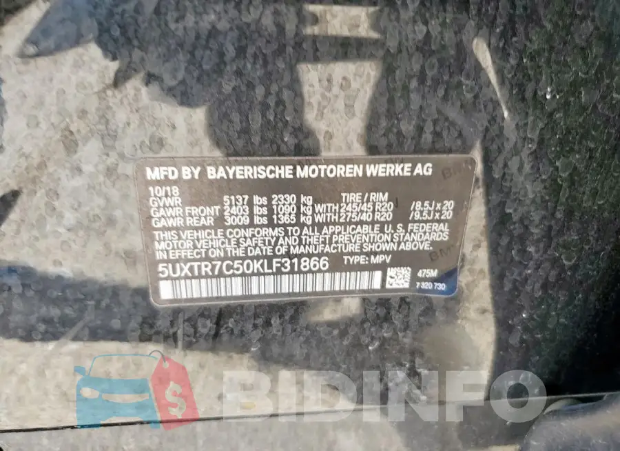 5UXTR7C50KLF31866 Photo# 12