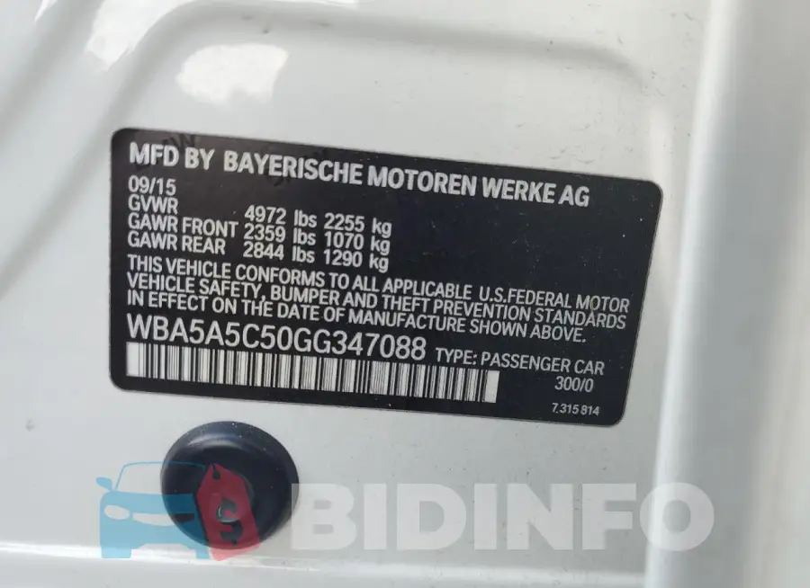 WBA5A5C50GG347088 Photo# 12