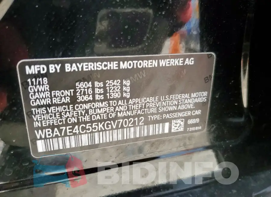 WBA7E4C55KGV70212 Photo# 12