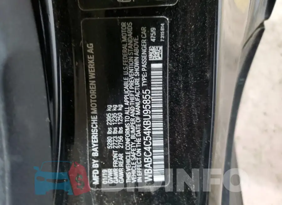 WBABC4C54KBU95855 Photo# 12