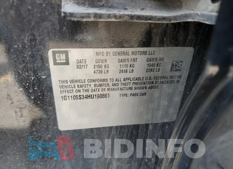 1G1105S34HU190861 Photo# 13