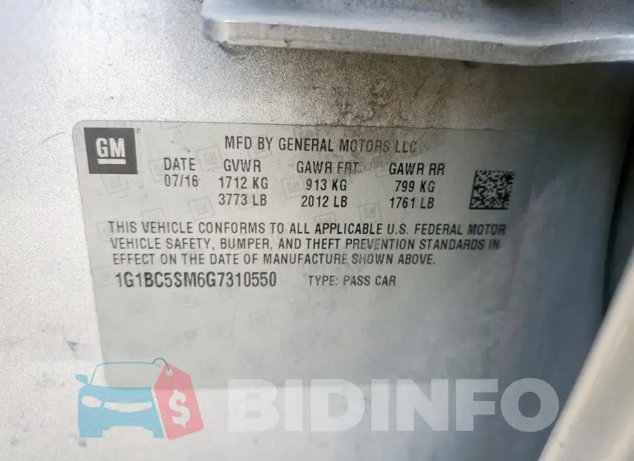 1G1BC5SM6G7310550 Photo# 12