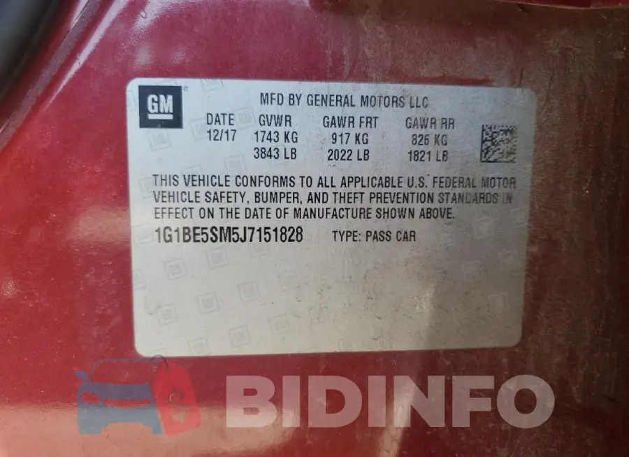 1G1BE5SM5J7151828 Photo# 12