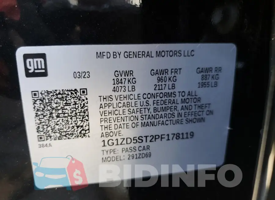 1G1ZD5ST2PF178119 Photo# 12