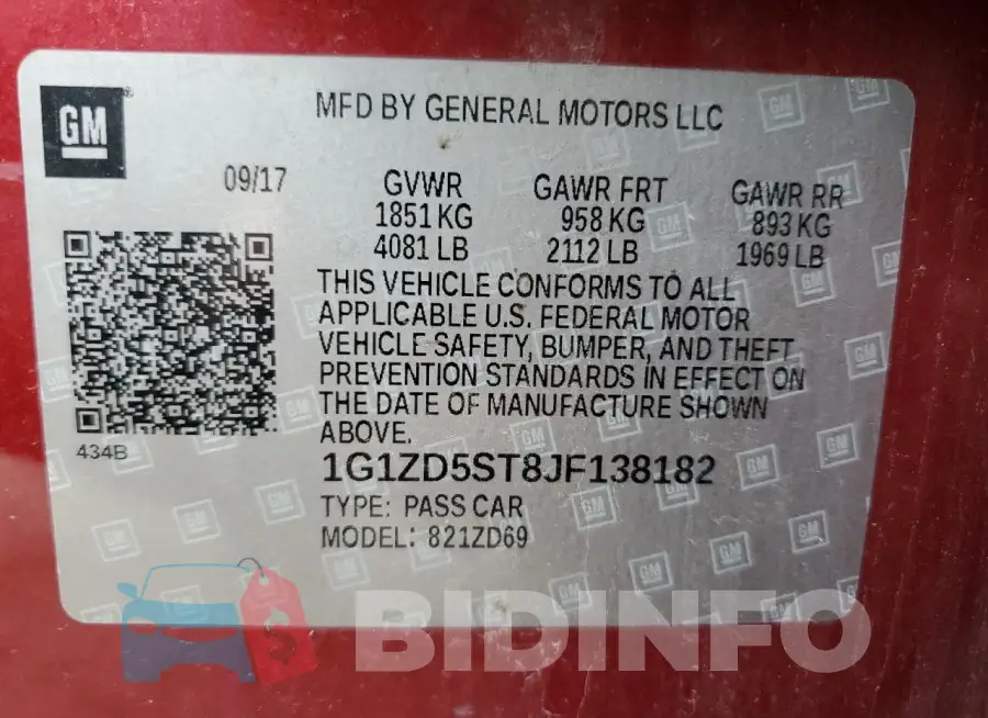 1G1ZD5ST8JF138182 Photo# 13
