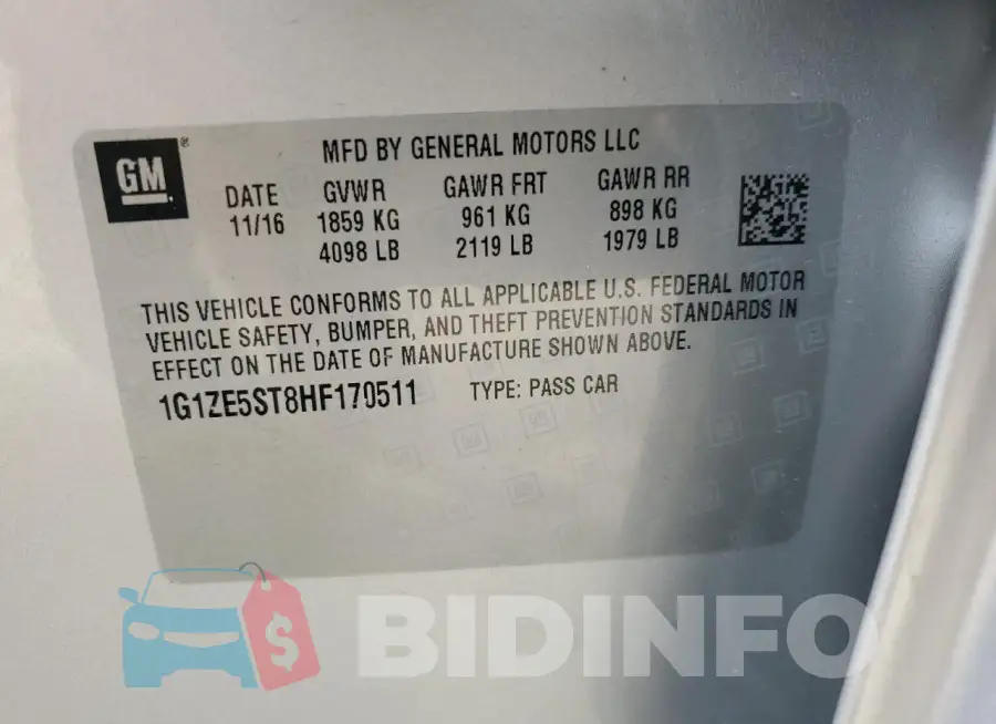1G1ZE5ST8HF170511 Photo# 12