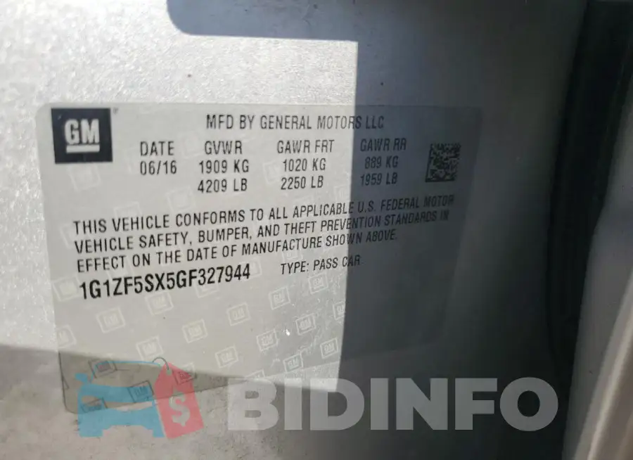 1G1ZF5SX5GF327944 Photo# 12