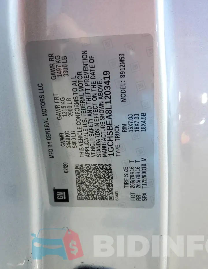1GCHSBEA8L1203419 Photo# 12