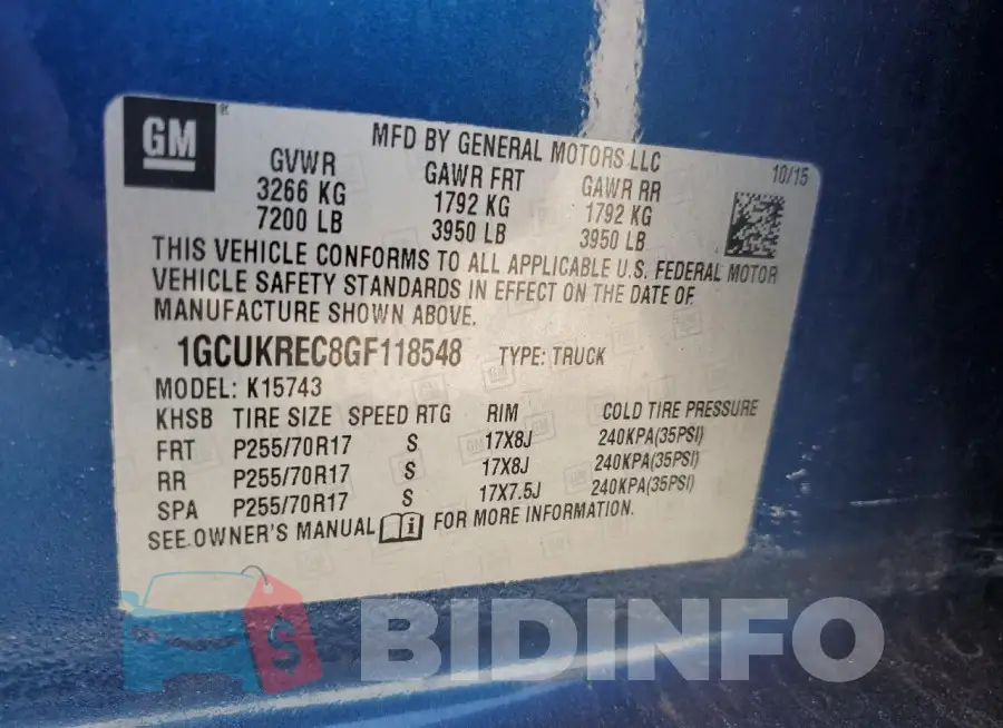 1GCUKREC8GF118548 Photo# 12