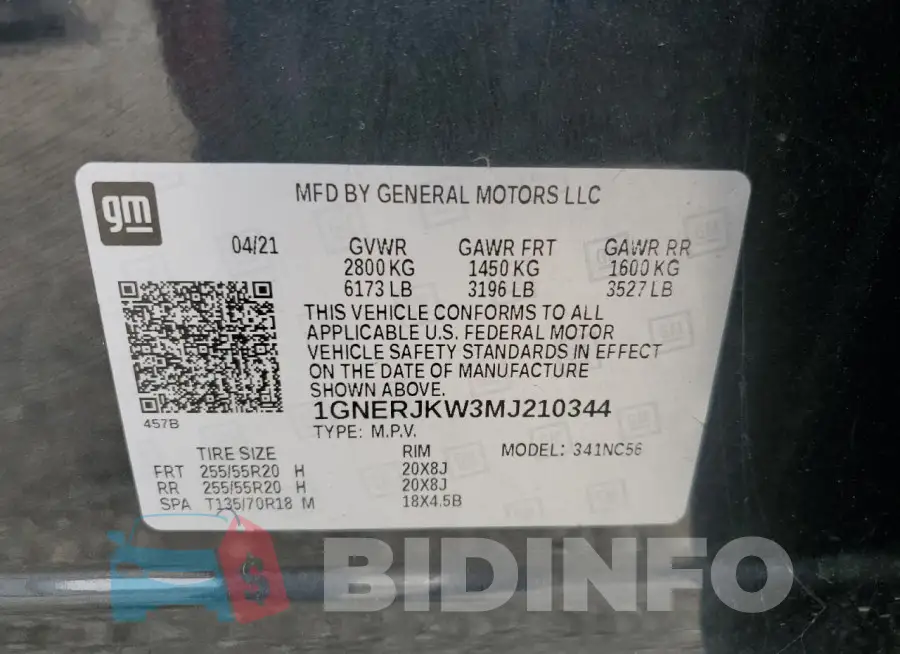1GNERJKW3MJ210344 Photo# 13